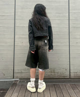 Black Denim Short-prototypes-Forget-me-nots Online Store
