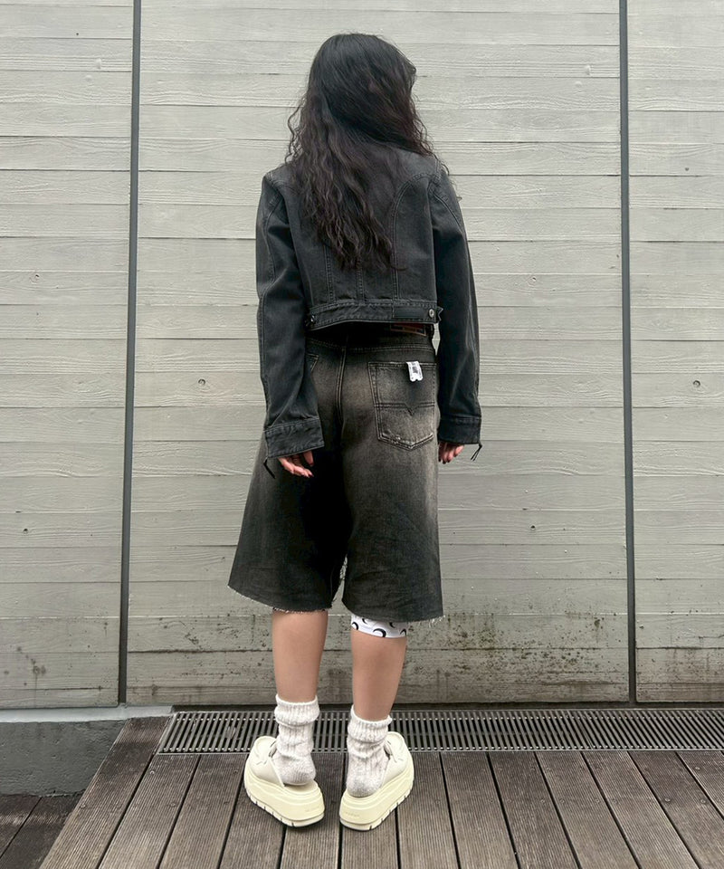 Black Denim Short-prototypes-Forget-me-nots Online Store