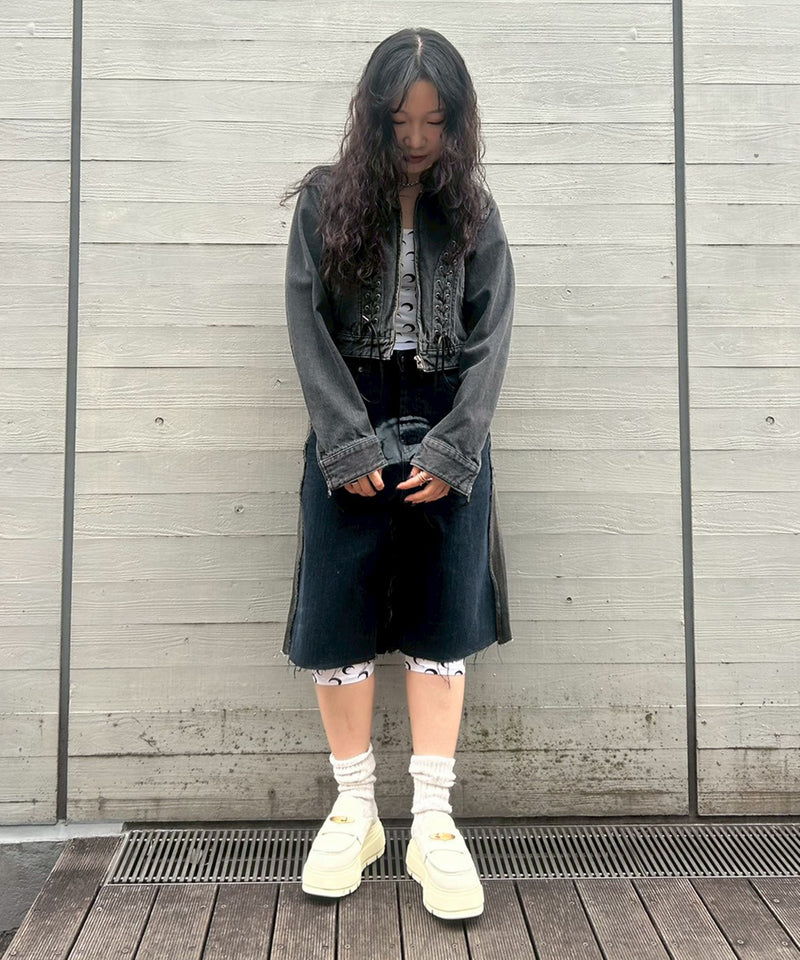 Black Denim Short-prototypes-Forget-me-nots Online Store