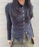 Pleated Shirt-AVAVAV-Forget-me-nots Online Store