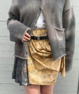 Printed Stretch Cotton Draped Mini Skirt-GANNI-Forget-me-nots Online Store