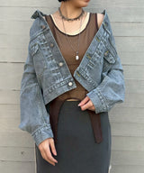 Selvedge Denim O/D No Shoulder Blouson-beautiful people-Forget-me-nots Online Store