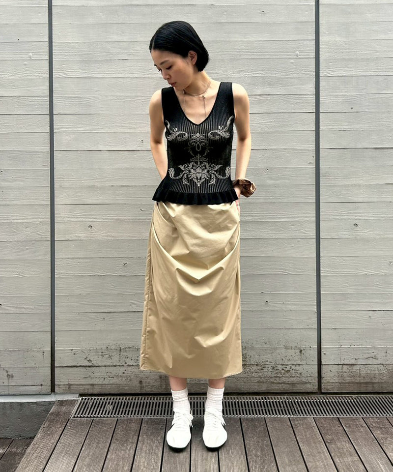 Damask-Pattern Rib Knit Sleeve｜フェティコ(FETICO)｜Forget-me-nots