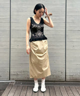 Damask-Pattern Rib Knit Sleeve-FETICO-Forget-me-nots Online Store