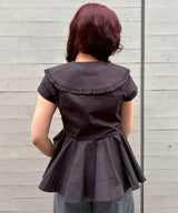 Stretch Cotton Peter Pan Collar Shirt-GANNI-Forget-me-nots Online Store