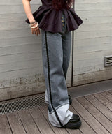 Rigid Denim Double Fly Baggy Jeans-GANNI-Forget-me-nots Online Store