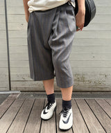 Wool Stripe Wrap Shorts-GANNI-Forget-me-nots Online Store