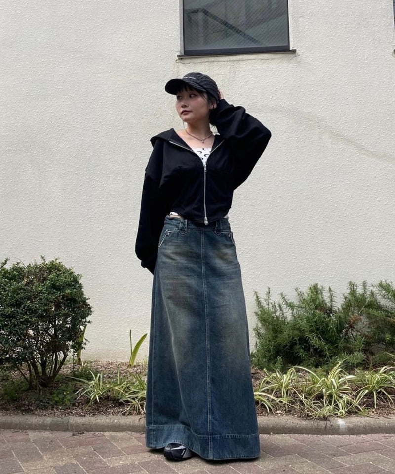 Cowboy Skirt-Denim-Rhodolirion-Forget-me-nots Online Store