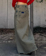 Overdyed Heavy Denim Maxi Skirt-GANNI-Forget-me-nots Online Store