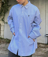 Thomas Mason Heart Cowboy Embroidery Oversized Shirt-BASICKS-Forget-me-nots Online Store