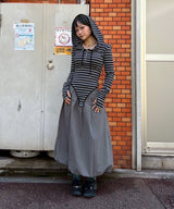 Baloon Pleats Belted Skirt-Forget-me-nots-Forget-me-nots Online Store