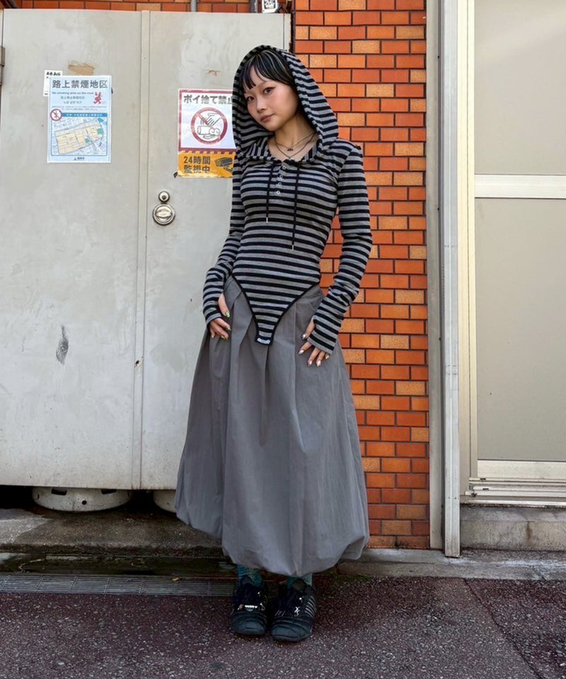 Baloon Pleats Belted Skirt-Forget-me-nots-Forget-me-nots Online Store