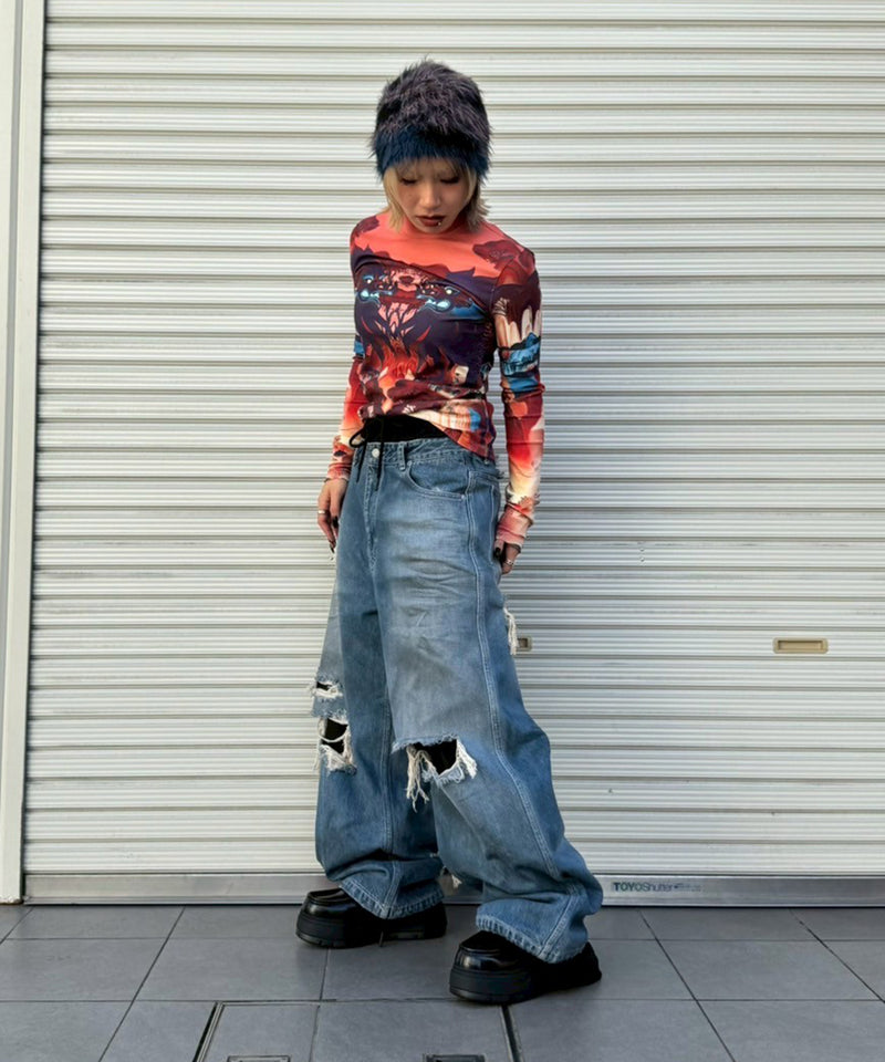 Creature Print Jersey Top-Feng Chen Wang-Forget-me-nots Online Store