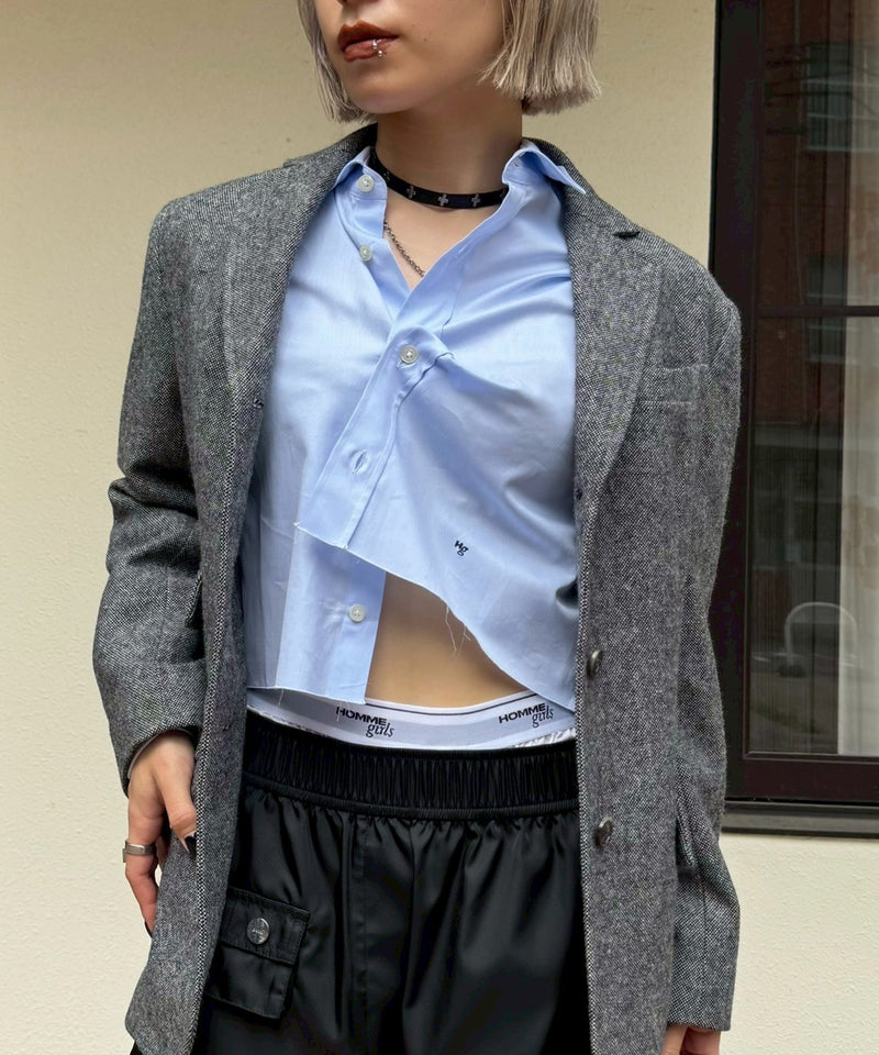 Cropped Shirt (Solid)-HOMME girls-Forget-me-nots Online Store