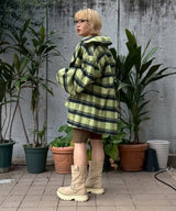 Brushed Wool Check Midi Coat-GANNI-Forget-me-nots Online Store