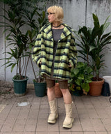 Brushed Wool Check Midi Coat-GANNI-Forget-me-nots Online Store