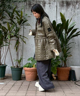 Shiny Quilt Midi Jacket W. Flare-GANNI-Forget-me-nots Online Store