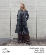 Leather Long Chester Coat-Forget-me-nots-Forget-me-nots Online Store