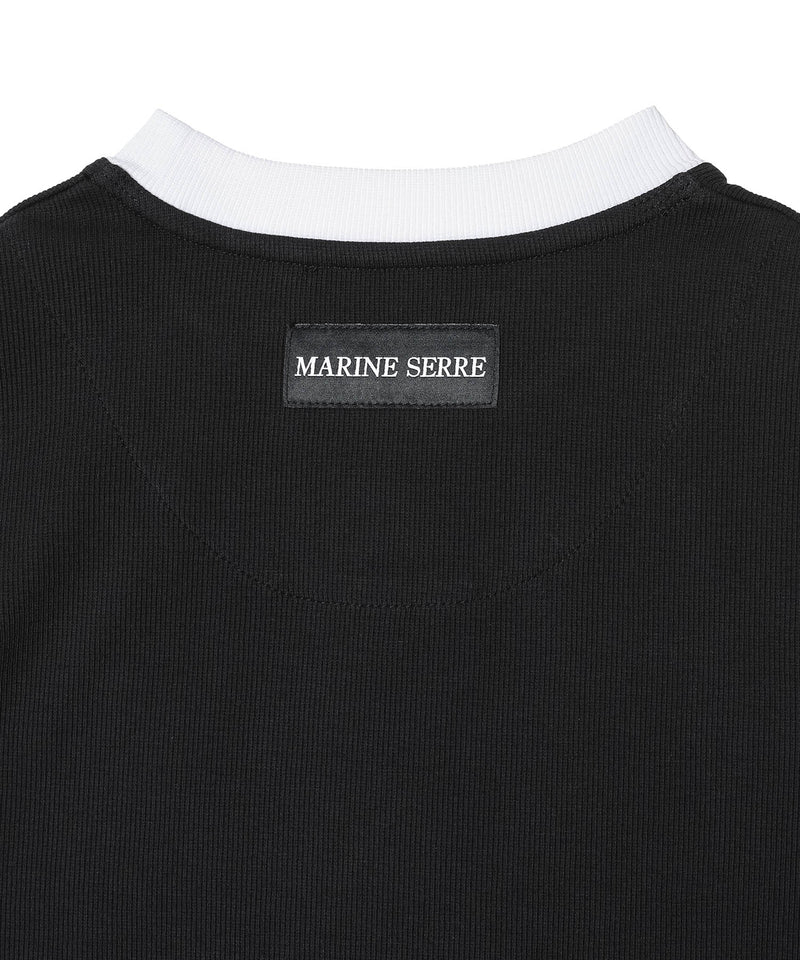 Moon Logo Ribbed Jersey Fitted T-Shirt-Marine Serre-Forget-me-nots Online Store