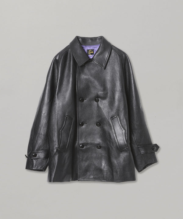 Double Breasted Car Coat - Cowhide Lthr.-Needles-Forget-me-nots Online Store