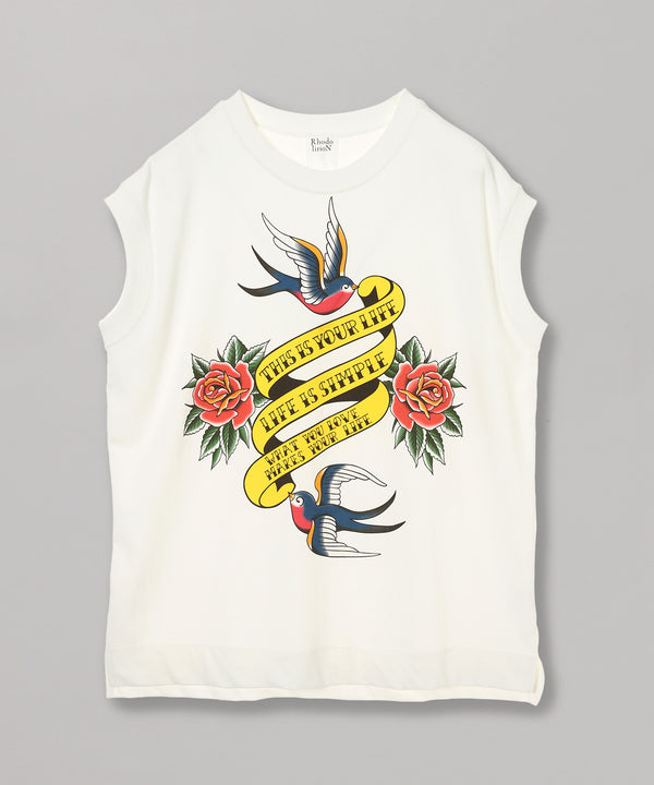 Printed Tattoo Tee-Rhodolirion-Forget-me-nots Online Store