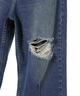 90Loose Straight Pants-Damaged Denim-Rhodolirion-Forget-me-nots Online Store