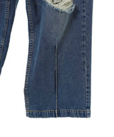 90Loose Straight Pants-Damaged Denim-Rhodolirion-Forget-me-nots Online Store