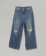 90Loose Straight Pants-Damaged Denim-Rhodolirion-Forget-me-nots Online Store