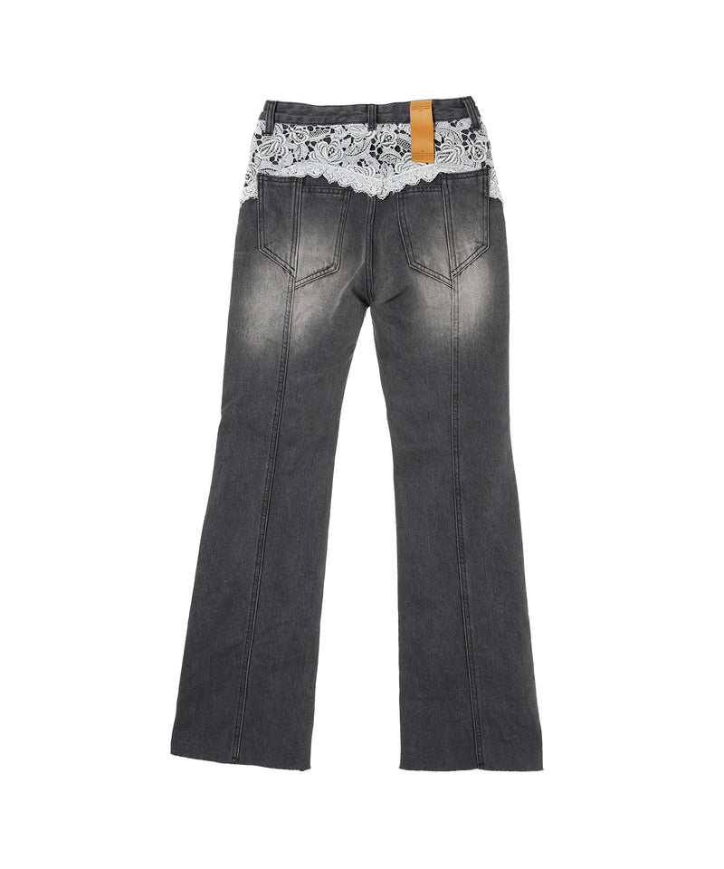 Denim Pants With Lace-rokh-Forget-me-nots Online Store