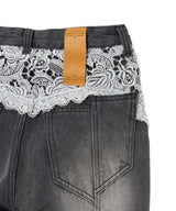 Denim Pants With Lace-rokh-Forget-me-nots Online Store