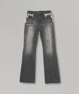 Denim Pants With Lace-rokh-Forget-me-nots Online Store