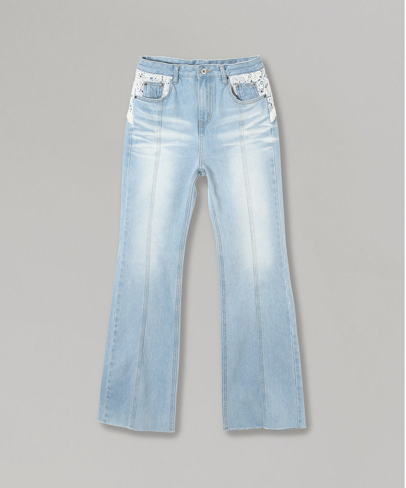 Denim Pants With Lace-rokh-Forget-me-nots Online Store