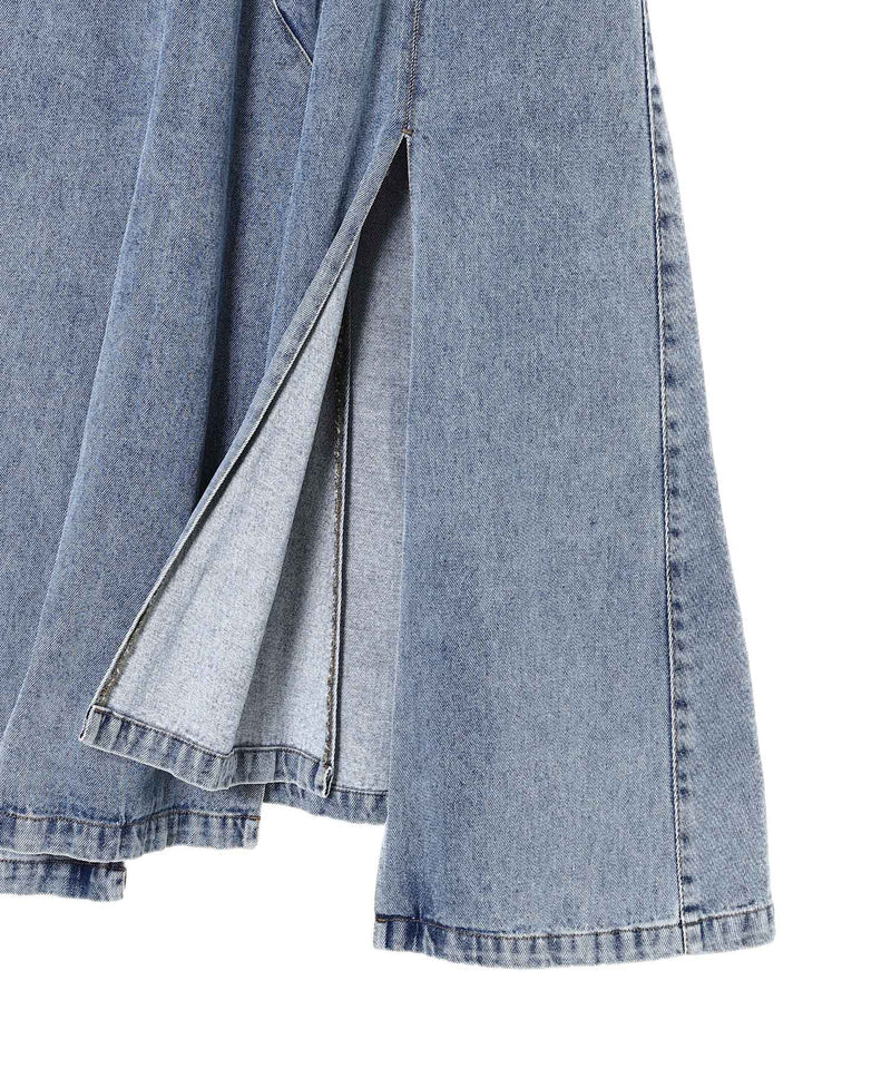 Flap Detailed Denim Asymmetric Skirt-rokh-Forget-me-nots Online Store