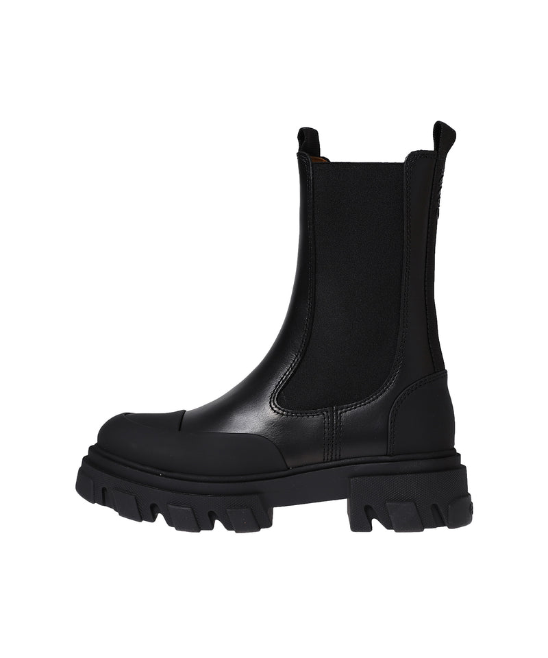 Cleated Mid Chelsea Boot Black Stitch-GANNI-Forget-me-nots Online Store