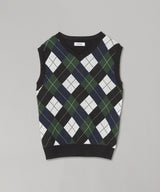 Argyle Sport Knit Vest-BASICKS-Forget-me-nots Online Store