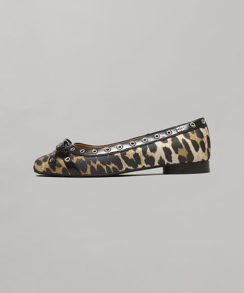 Eyelets Bow Ballerina Satin Print-GANNI-Forget-me-nots Online Store