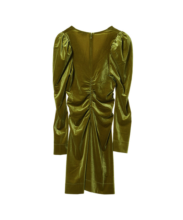 Velvet Jersey Gathered Mini Dress-GANNI-Forget-me-nots Online Store