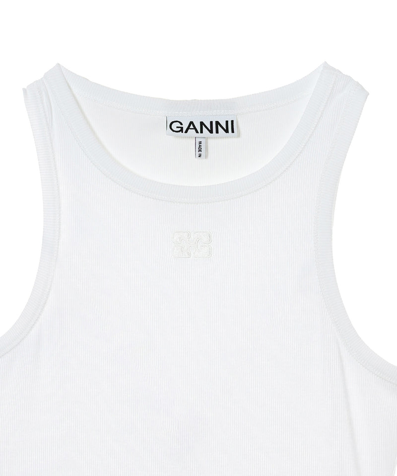 Soft Cotton Rib Tank Top-GANNI-Forget-me-nots Online Store