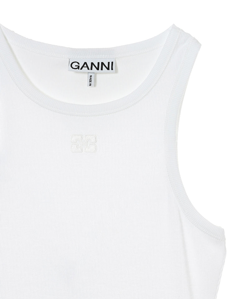 Soft Cotton Rib Tank Top-GANNI-Forget-me-nots Online Store