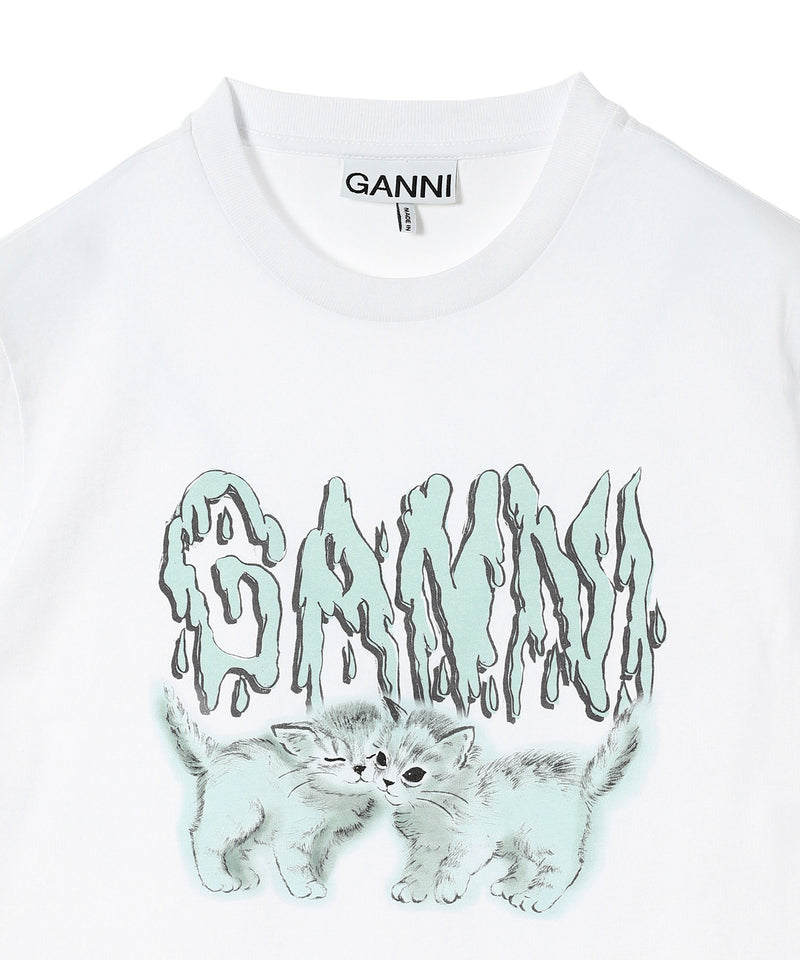 Basic Jersey Love Cats Relaxed T-Shirt-GANNI-Forget-me-nots Online Store