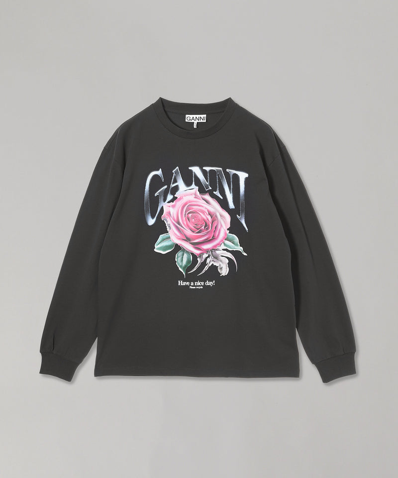 Future Heavy Jersey Rose Long Sleeve T-Shirt-GANNI-Forget-me-nots Online Store