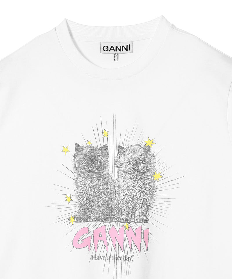 Basic Jersey Kittens Relaxed T-Shirt-GANNI-Forget-me-nots Online Store