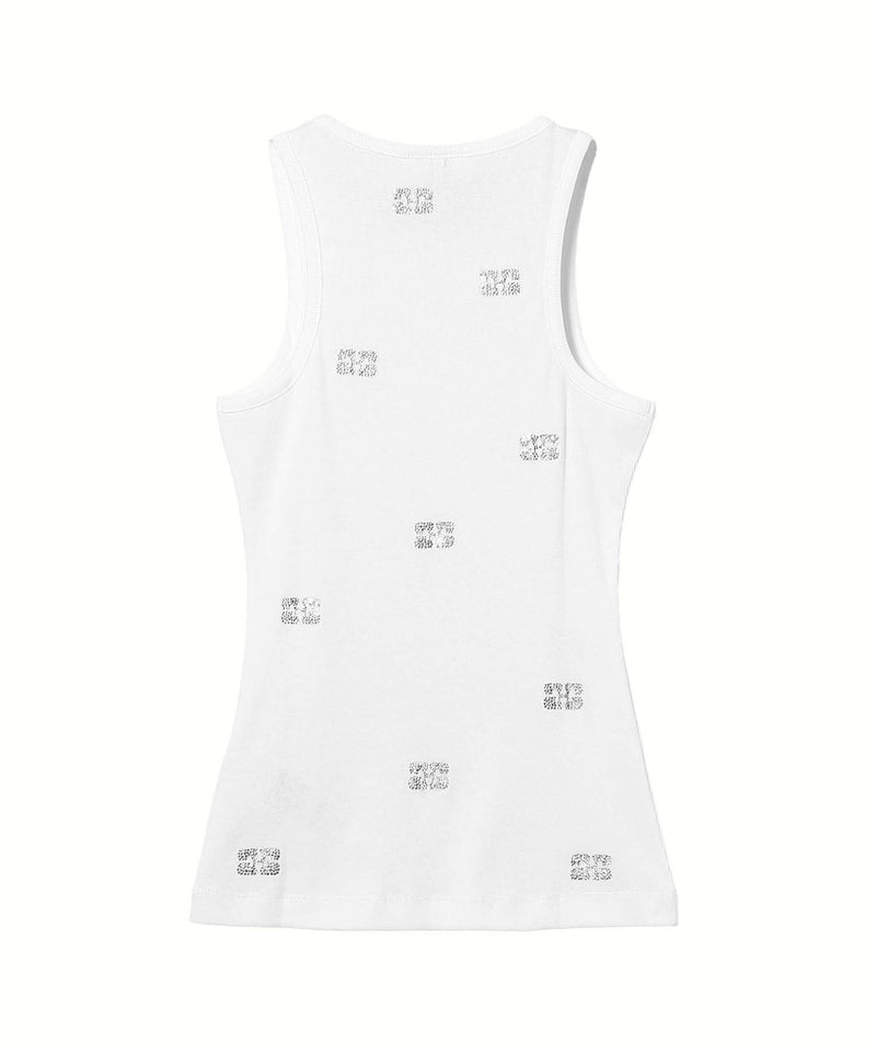 Soft Cotton Rib Rhinestone Butterfly Tank Top-GANNI-Forget-me-nots Online Store