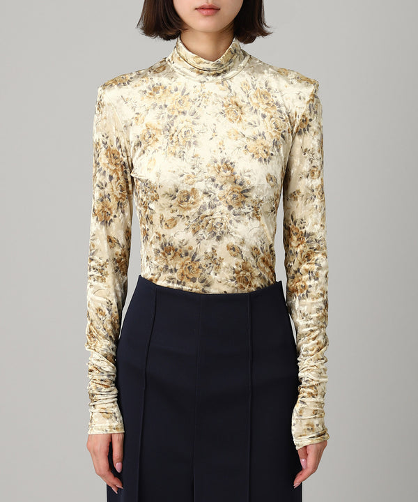 Printed Velour Jersey Turtleneck-GANNI-Forget-me-nots Online Store