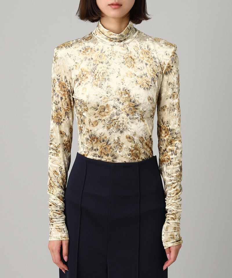 Printed Velour Jersey Turtleneck-GANNI-Forget-me-nots Online Store