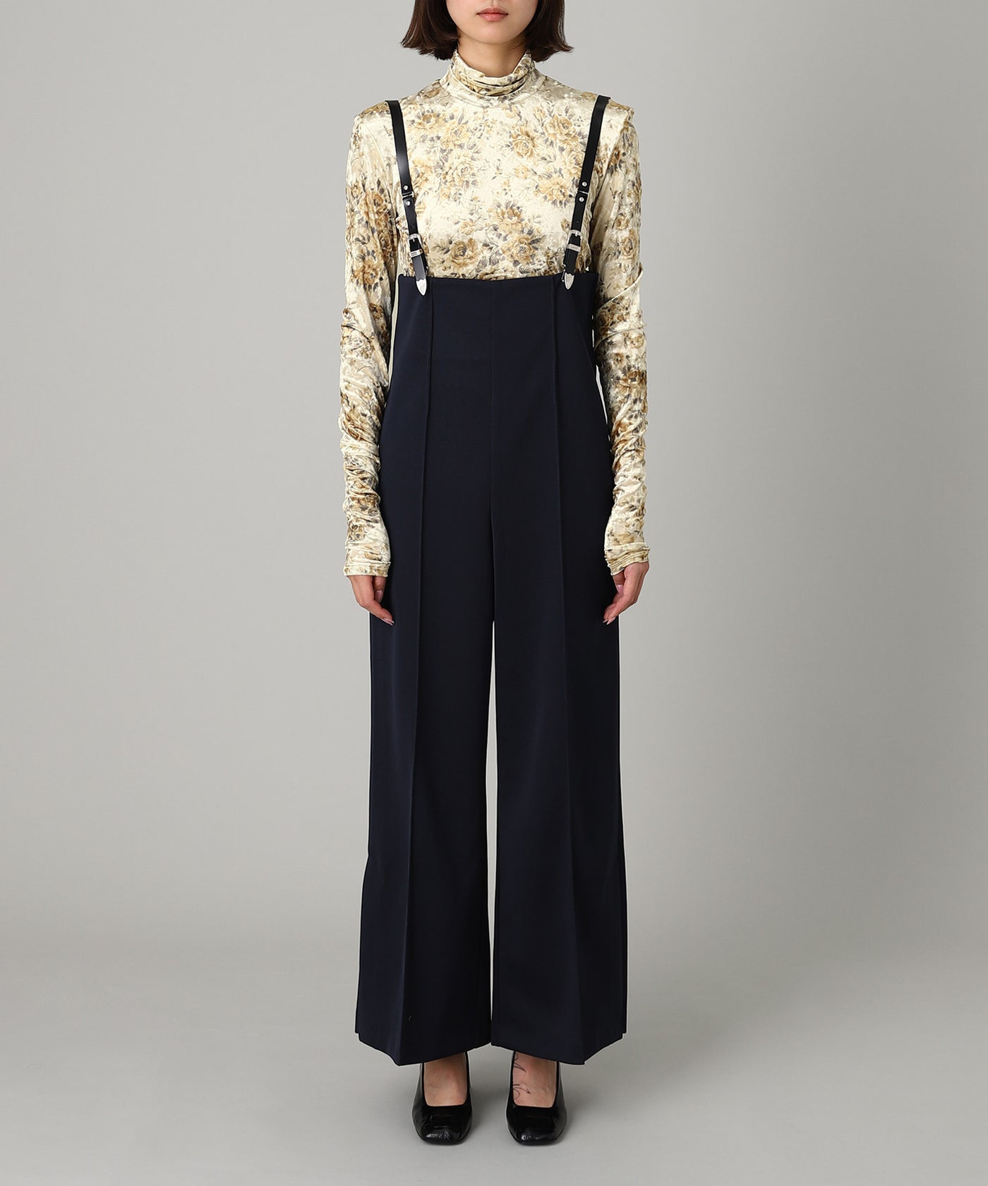 ガニー(GANNI)｜Printed Velour Jersey Turtleneck｜Forget-me-nots