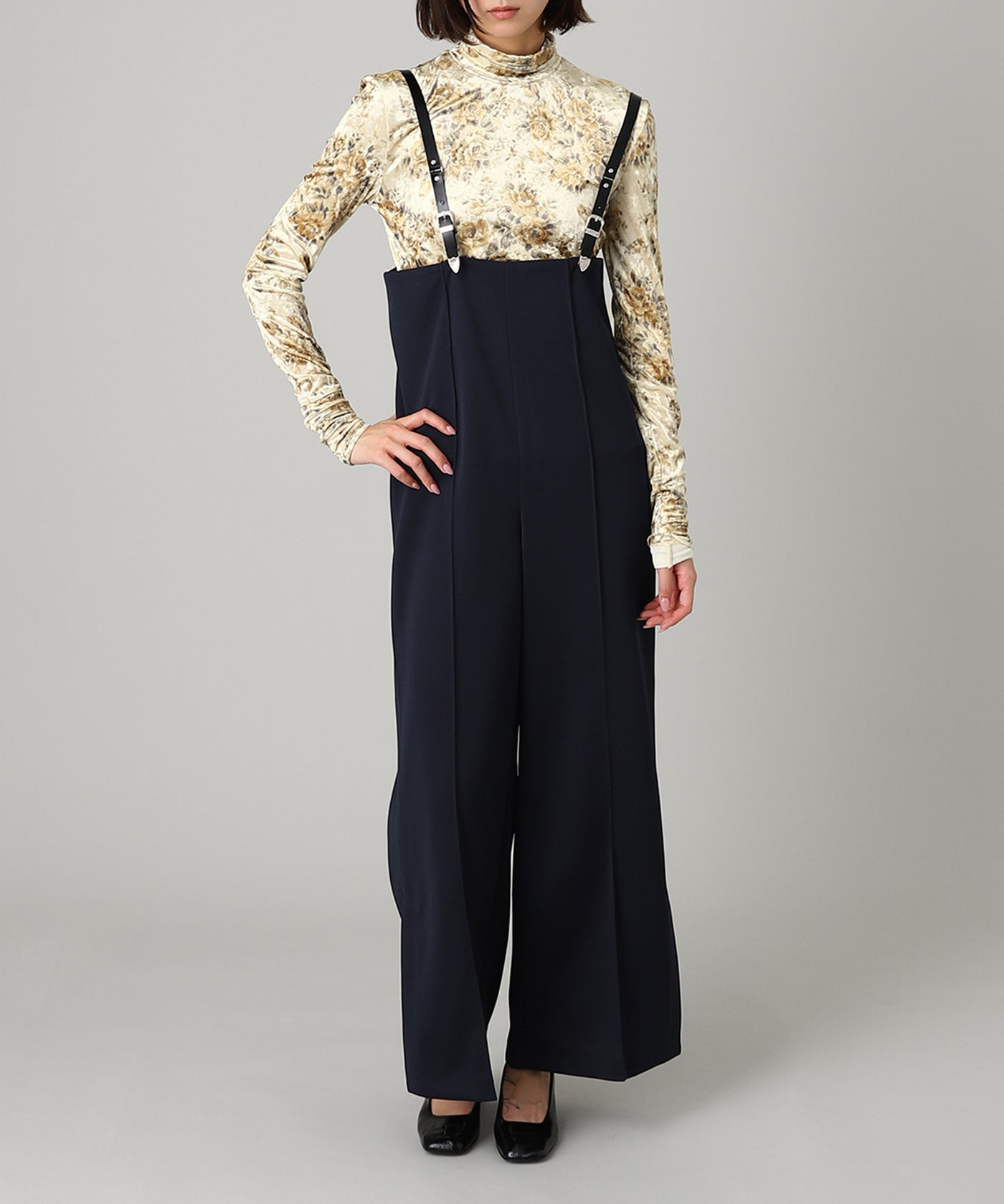 ガニー(GANNI)｜Printed Velour Jersey Turtleneck｜Forget-me-nots