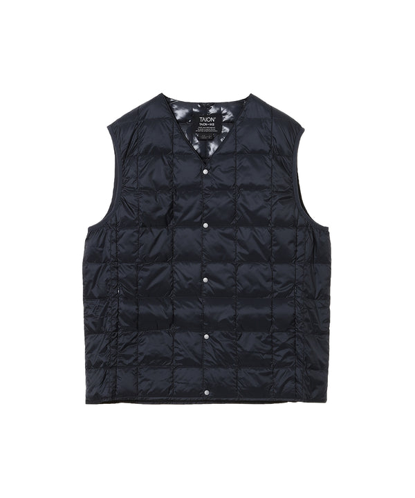 Mens V-Neck Down Vest-TAION-Forget-me-nots Online Store