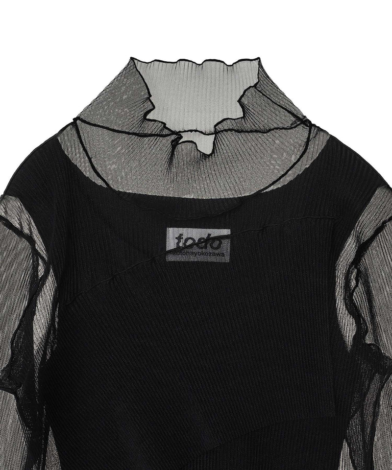 Layered Sheer Long Sleeve Top-kotohayokozawa-Forget-me-nots Online Store
