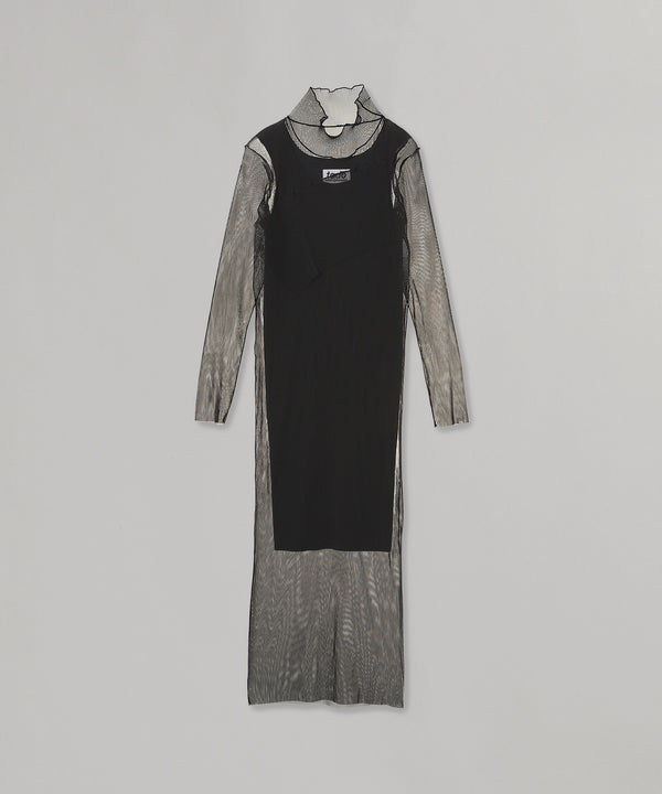 Layered Sheer Long Sleeve Dress-kotohayokozawa-Forget-me-nots Online Store